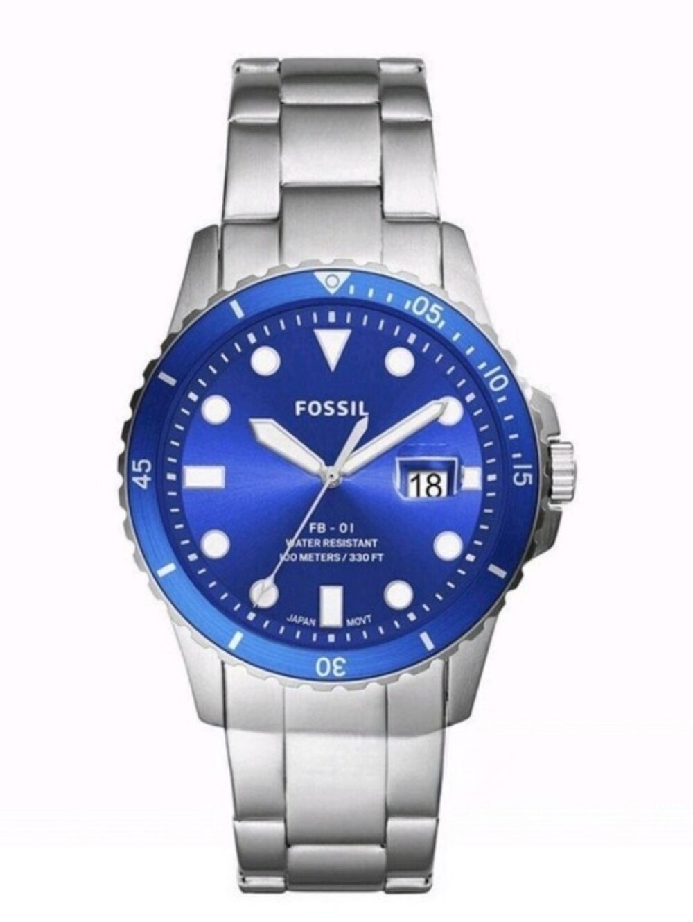 Fossil Blue Men's Bracelet Watch.. Stainless Steel Band... Brand New & Authentic